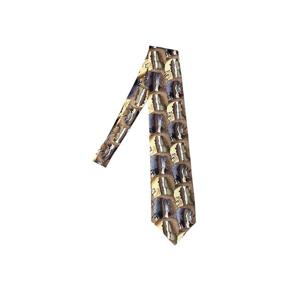 Jerry Garcia Grateful Dead Vintage Brown Gray Blue Silk Men's Neck Tie - Picture 4 of 4